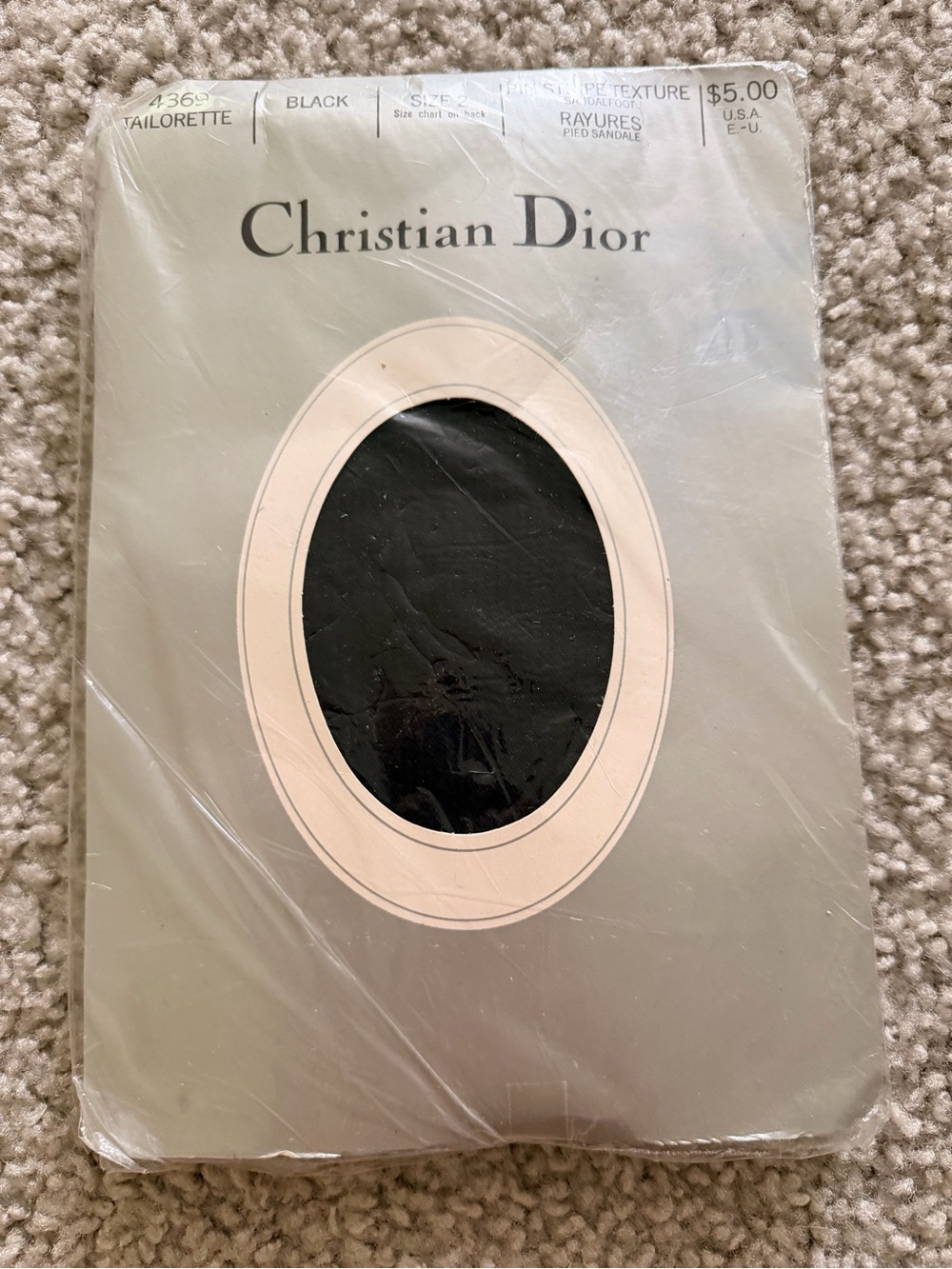 Dior Black Patterned Hosiery Packaging